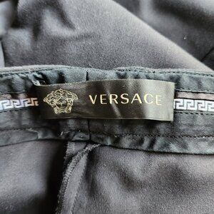 Versace Pants US10 IT46 – Black Cotton‎ Blend, Blue Stripe, Slim Fit
